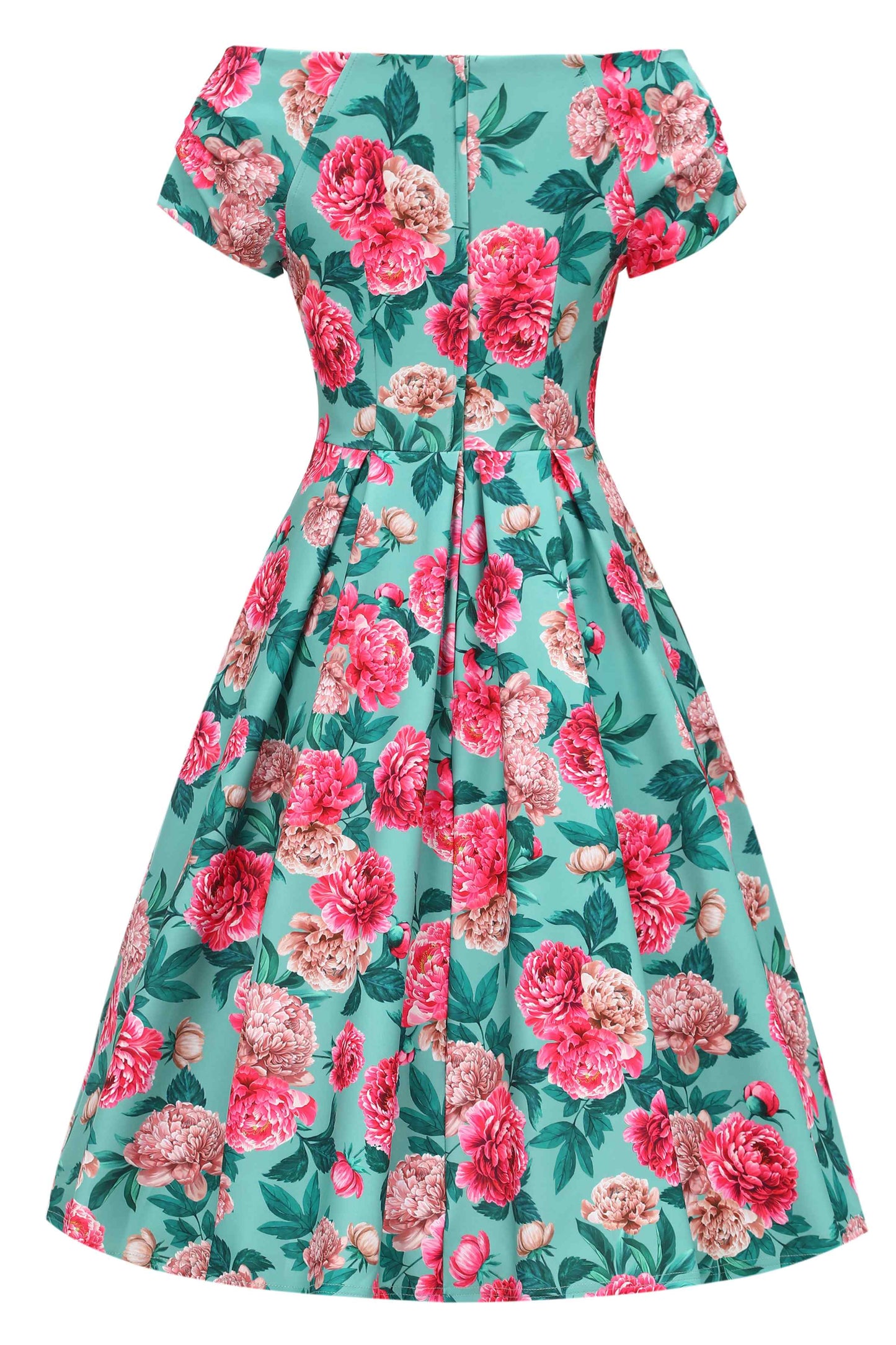 Lily Pink Peony Off Shoulder Dress In Mint Green