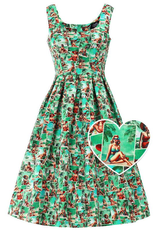 Amanda Pinup Postcard Swing Dress