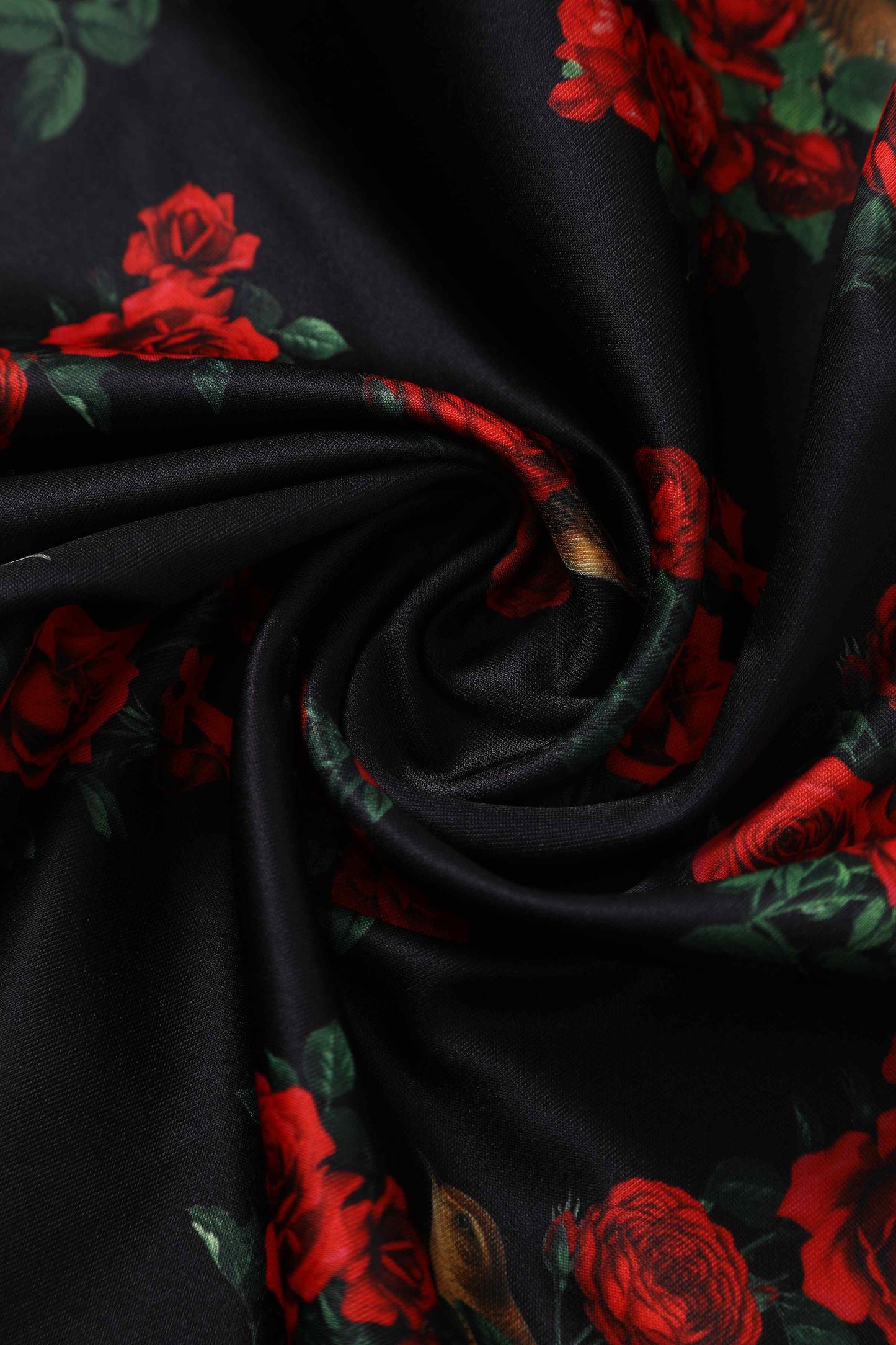 Lily Red Rose & Bird Off Shoulder Dress In Black