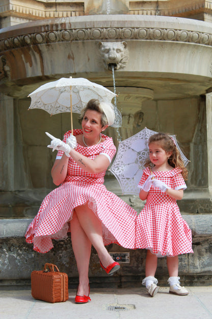 Darlene Retro Red Gingham Swing Dress