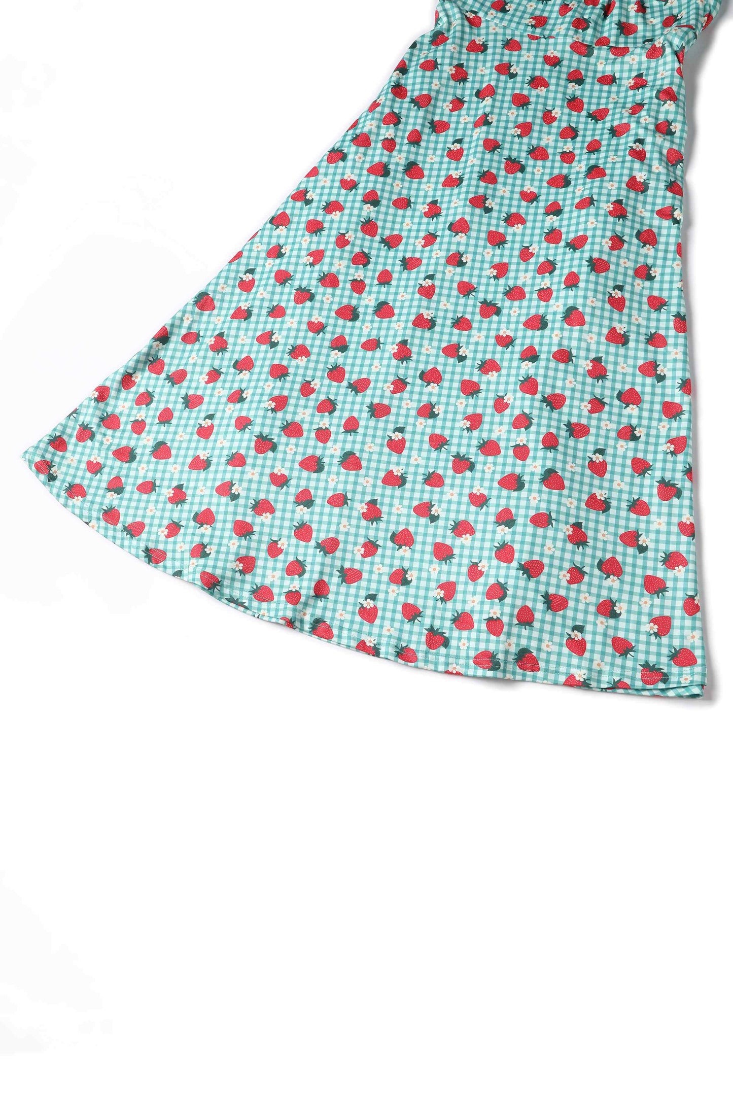 Julia Strawberry Midi Dress In Blue Gingham