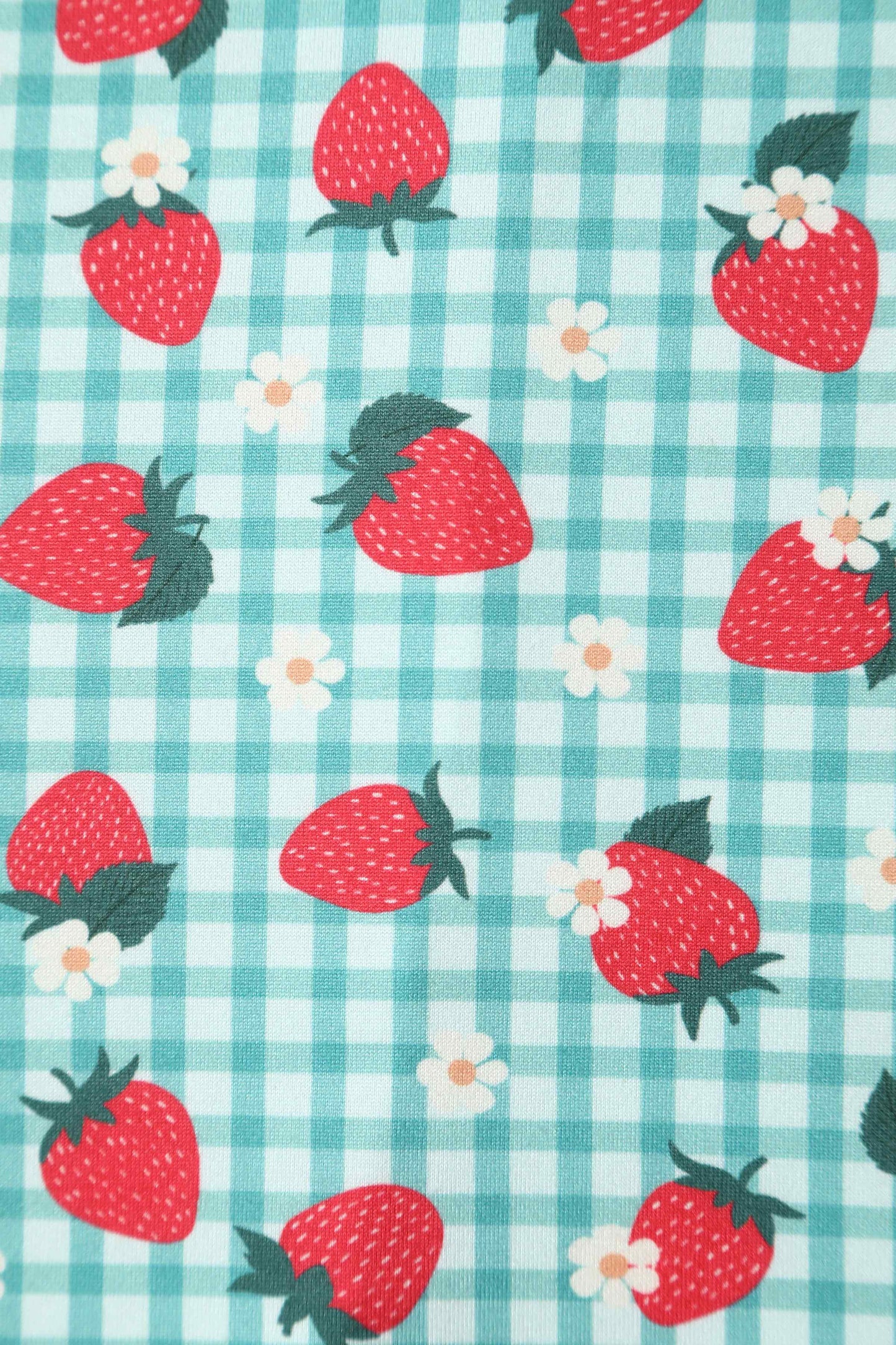 Julia Strawberry Midi Dress In Blue Gingham