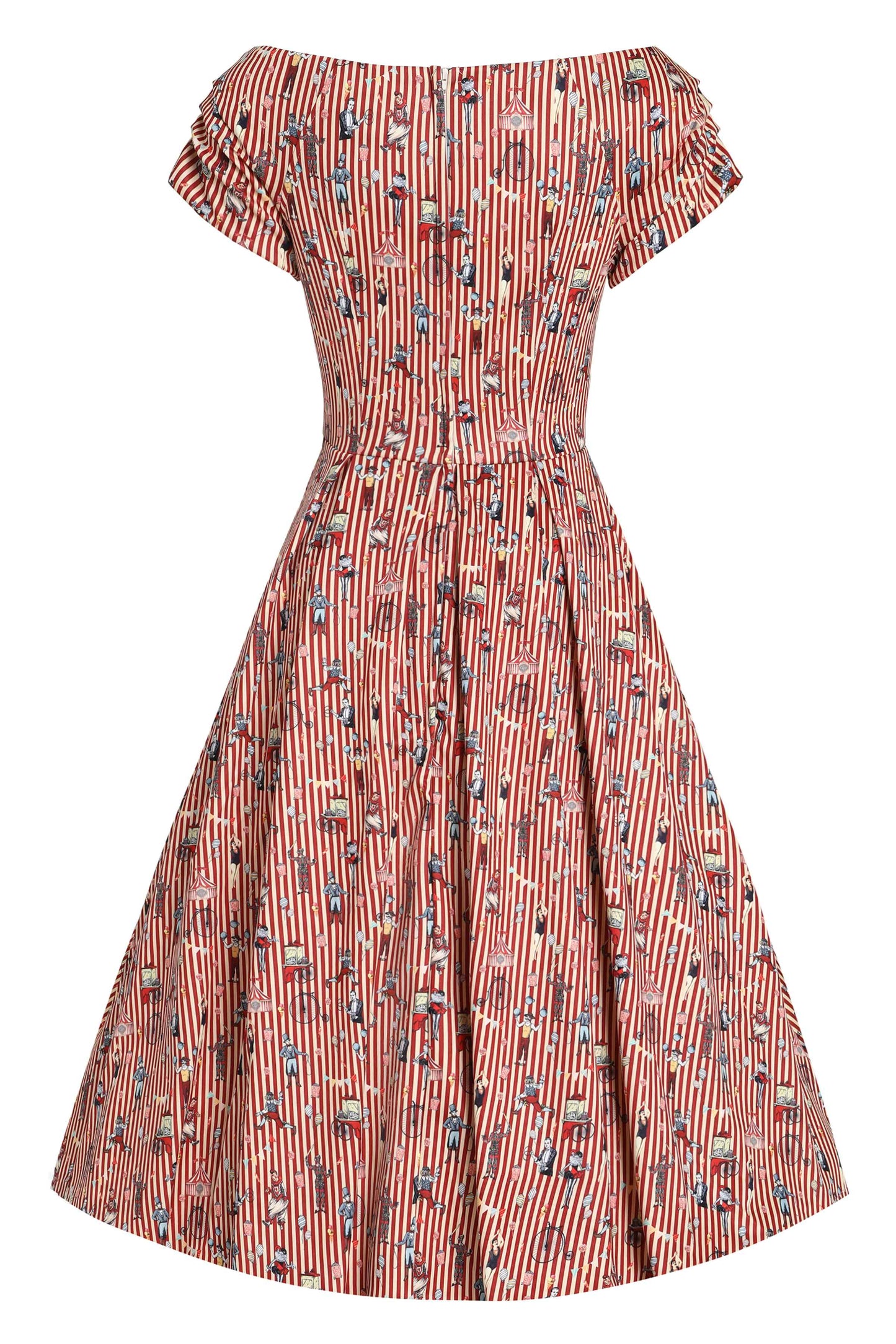 Lily Red Striped Circus Off Shoulder Dress