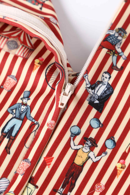 Lily Red Striped Circus Off Shoulder Dress