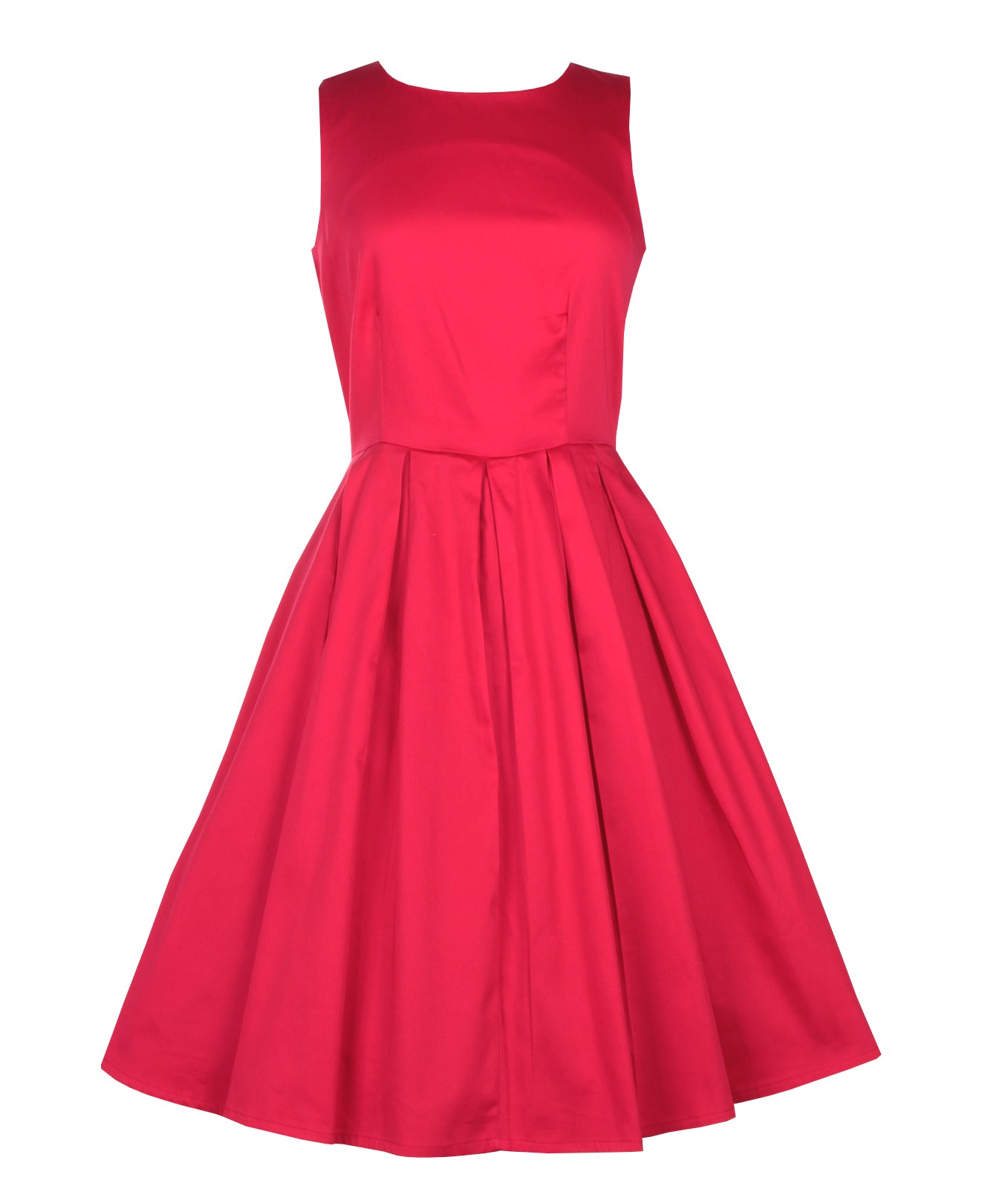 Lola Stylish 50's Retro Swing Dress With Pockets in Plain Red