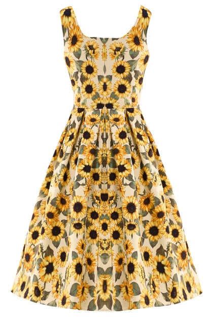 Amanda Sunflower Flared Dress