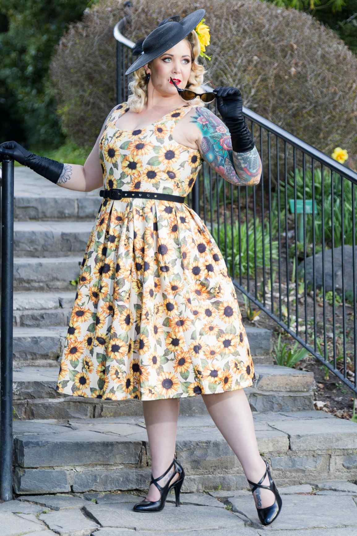 Amanda Sunflower Flared Dress