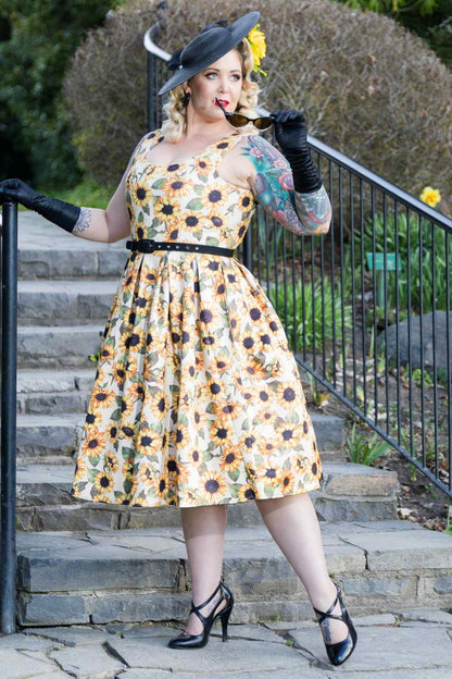 Amanda Sunflower Flared Dress