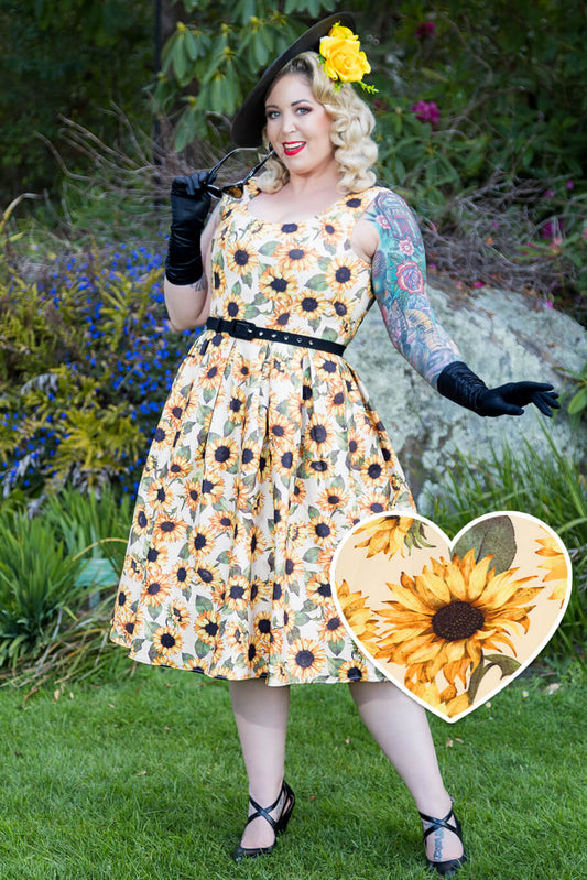 Amanda Sunflower Flared Dress
