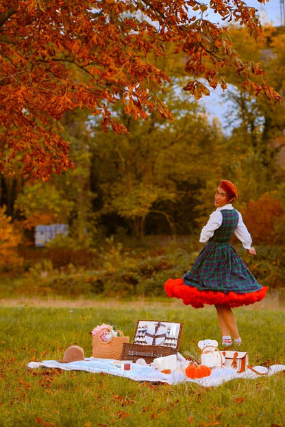 Annie Tartan Swing Dress in Green/Red