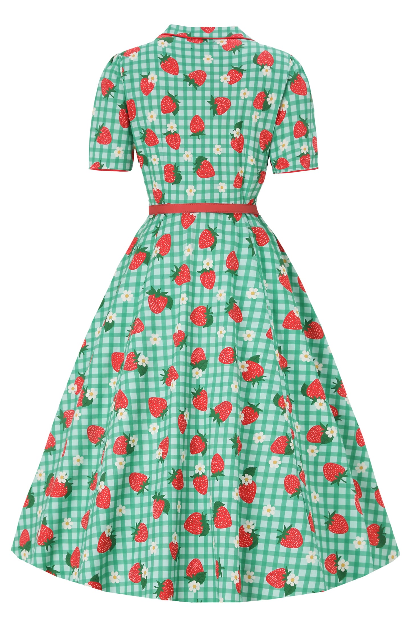 Mabel Strawberry Gingham Midi Shirt Dress