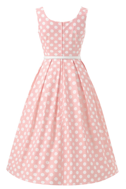 Ophelia Light Pink Polka Dot Midi Dress