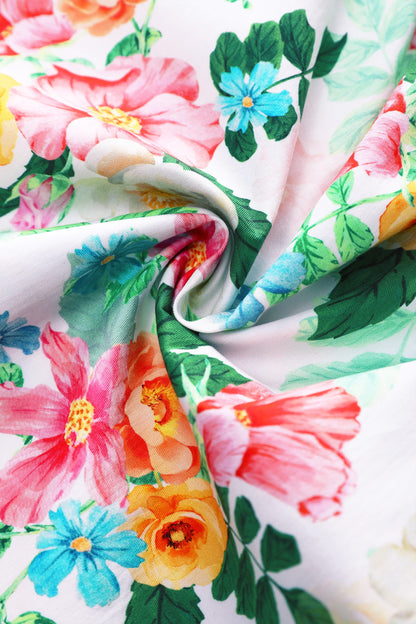 Amanda Vintage Inspired Floral Flared Dress In White