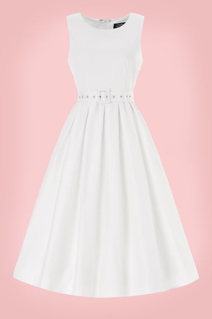 Helen White Cotton Midi Dress
