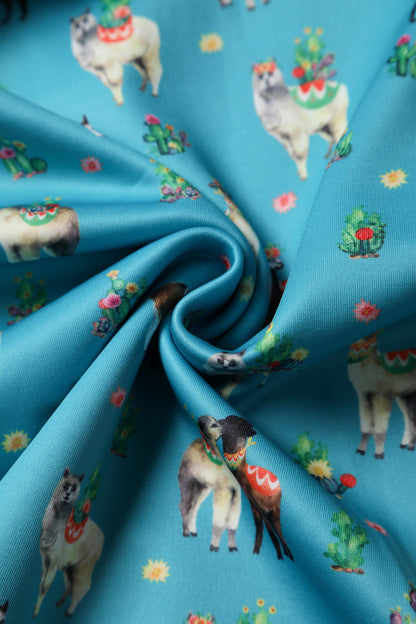 Amanda Turquoise Llama Swing Dress