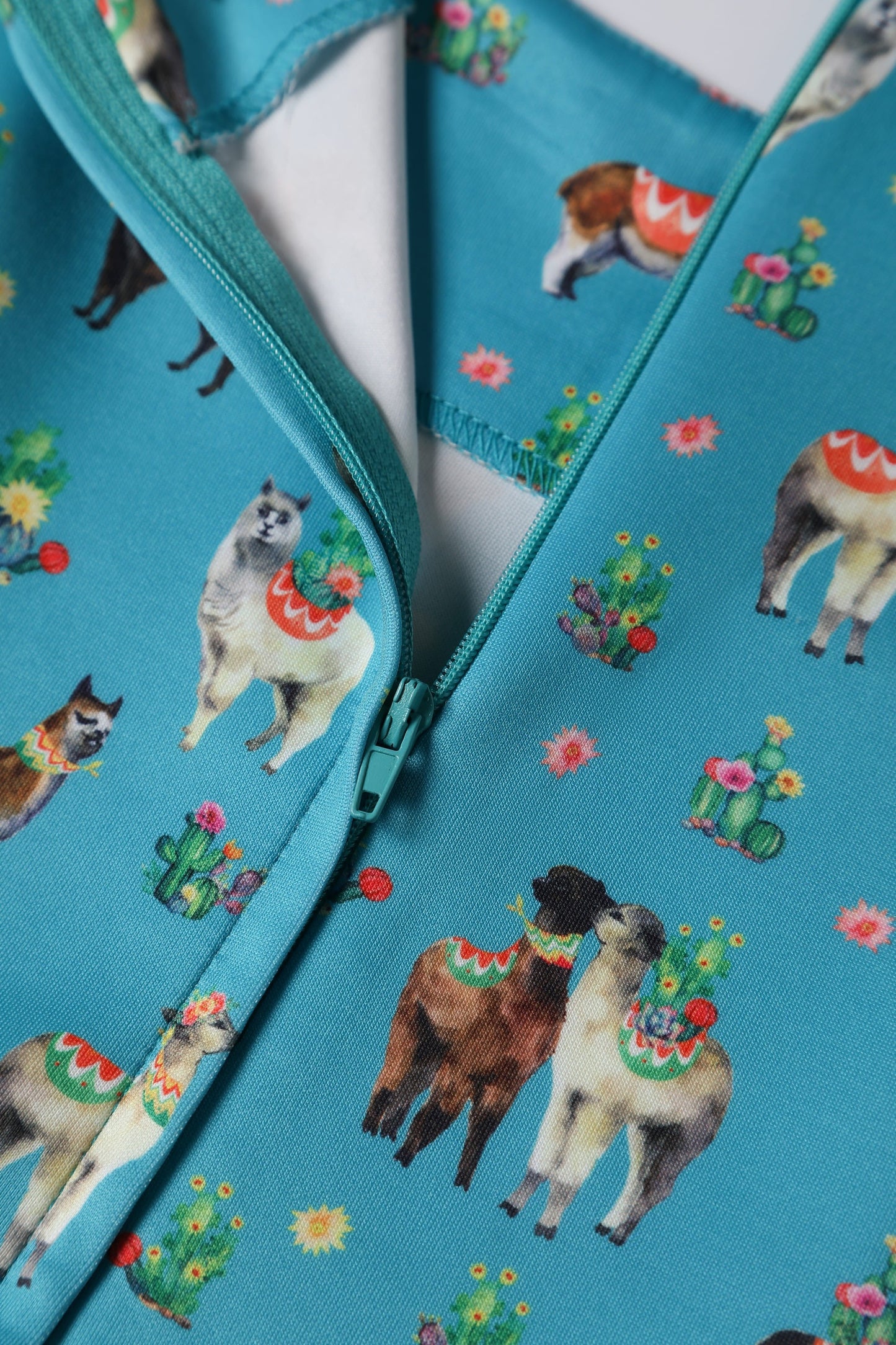 Amanda Turquoise Llama Swing Dress