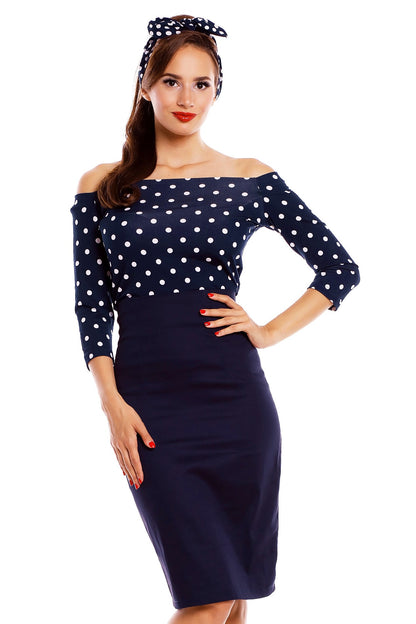 Gloria Navy Blue Polka Dot Top