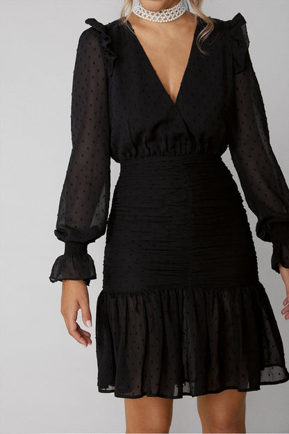 Vestido Mini Casilda Plumeti Negro · Lady B ·