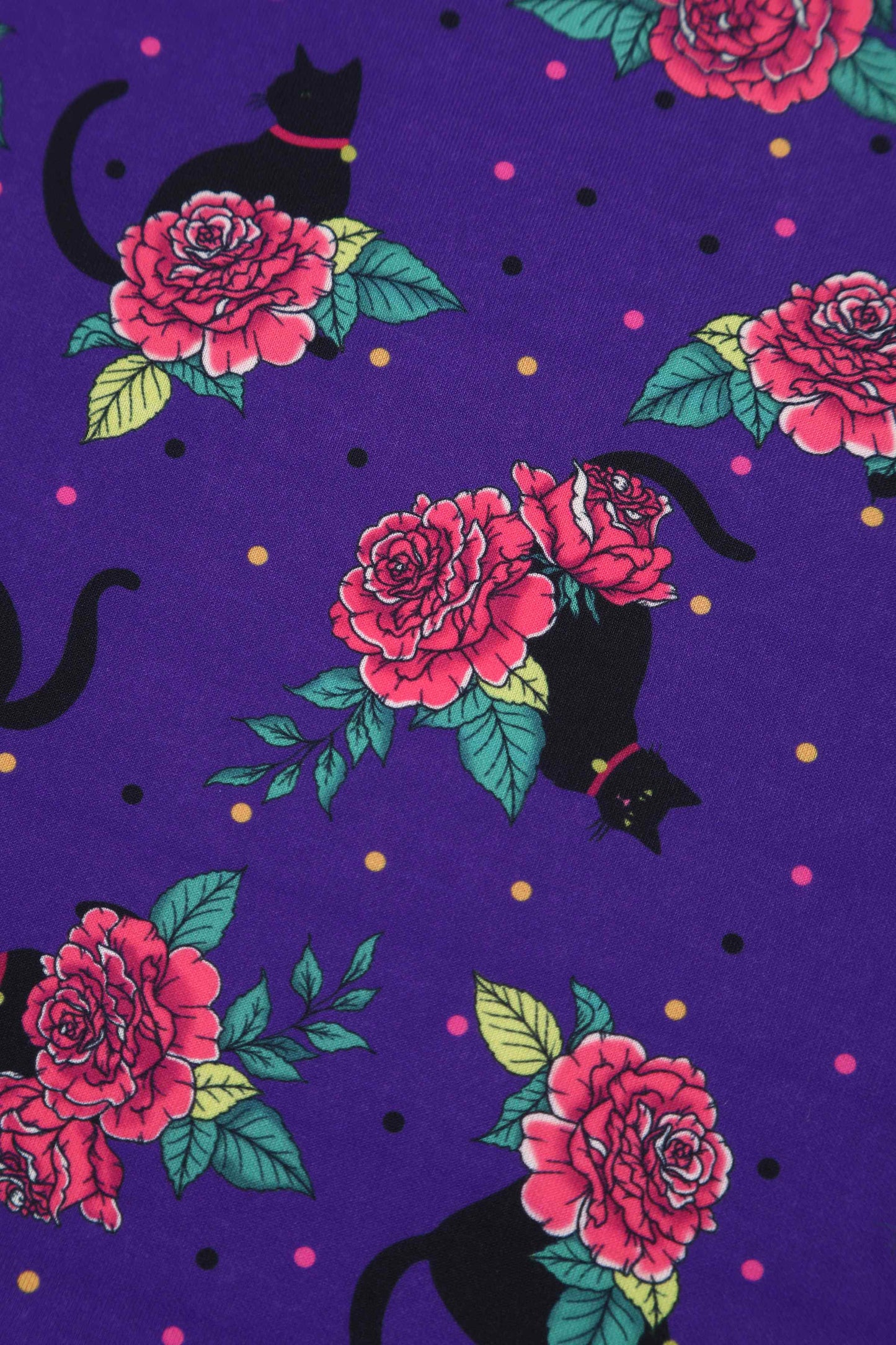 Lily Vintage Cat & Rose Off Shoulder Dress In Purple