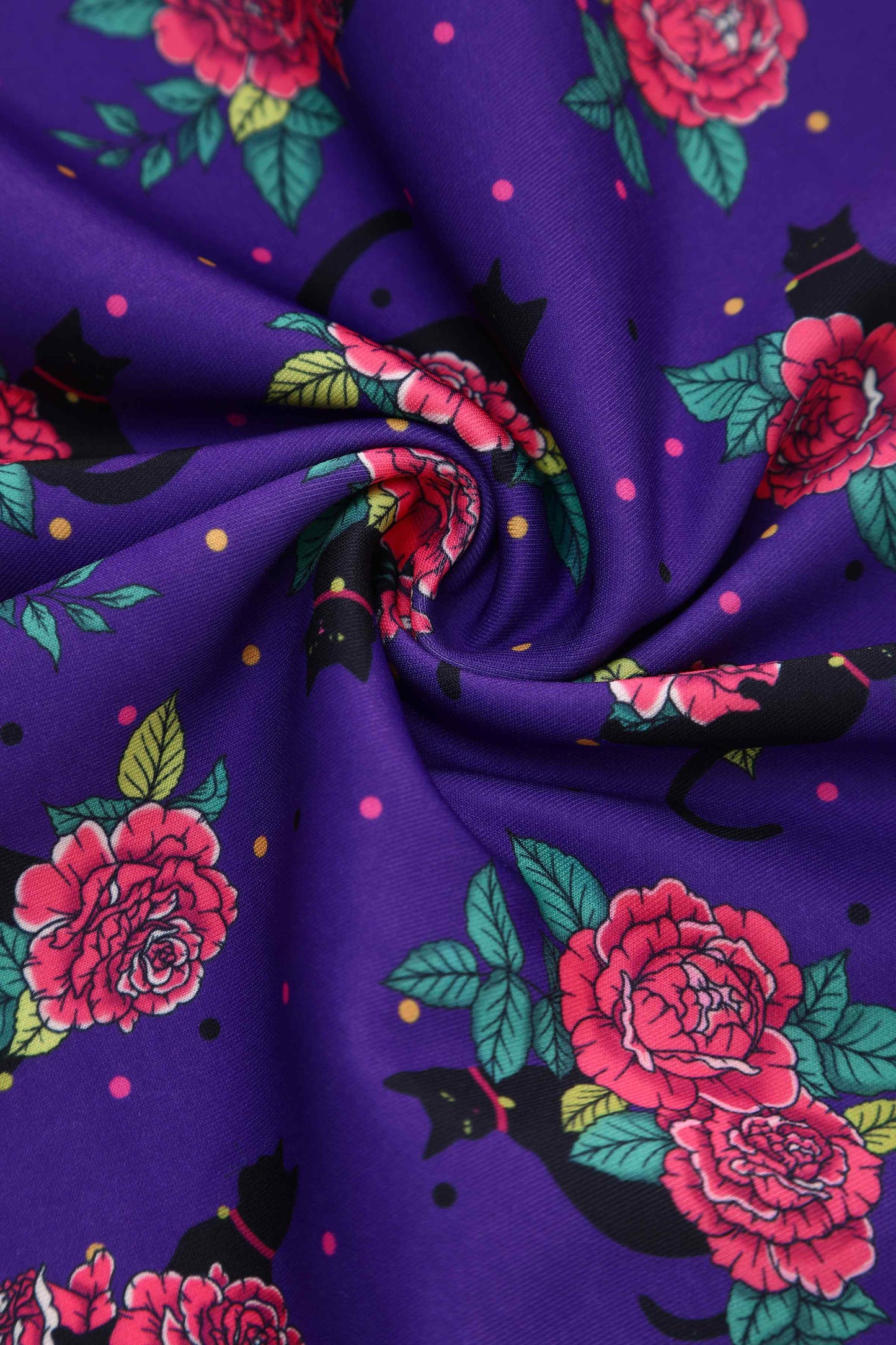 Lily Vintage Cat & Rose Off Shoulder Dress In Purple