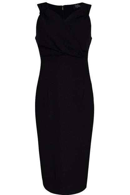 Cheryl Fitted Plain Vintage Dress in Black