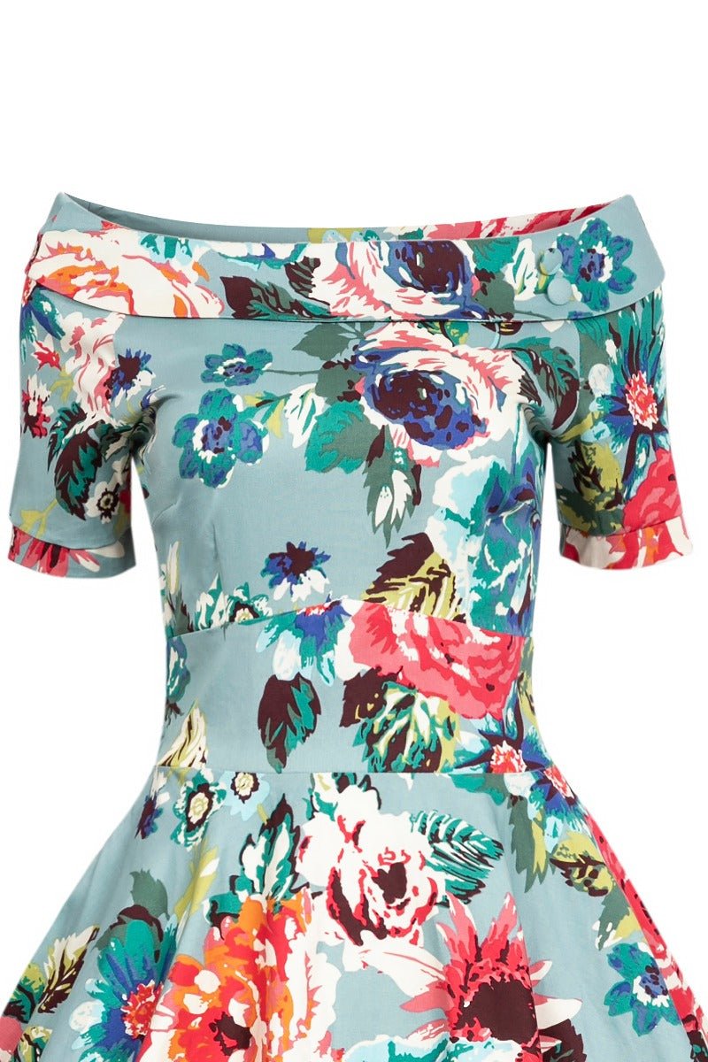 Darlene Blue Floral Swing Dress