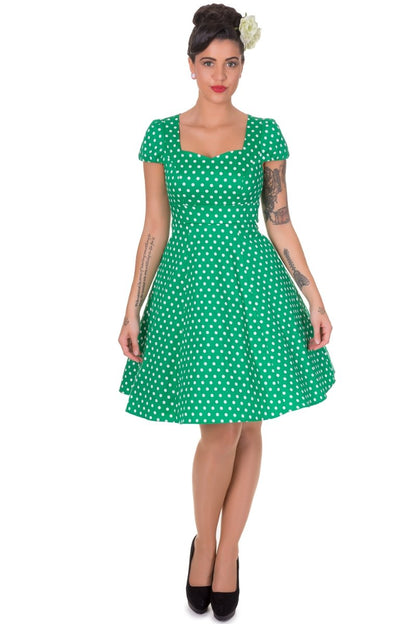 Claudia Green Polka Dot Swing Dress