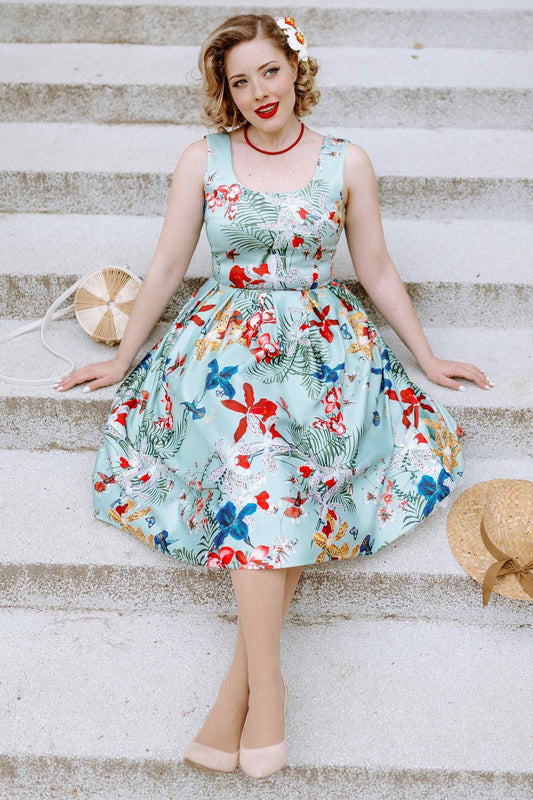 Amanda Mint Tropical Swing Dress