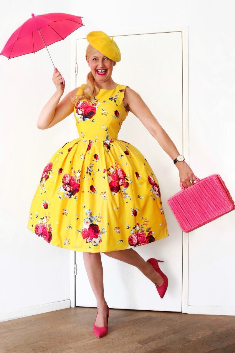 Annie Yellow Floral Swing Dress