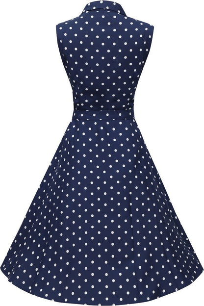 Poppy Blue Polka Dot Shirt Dress