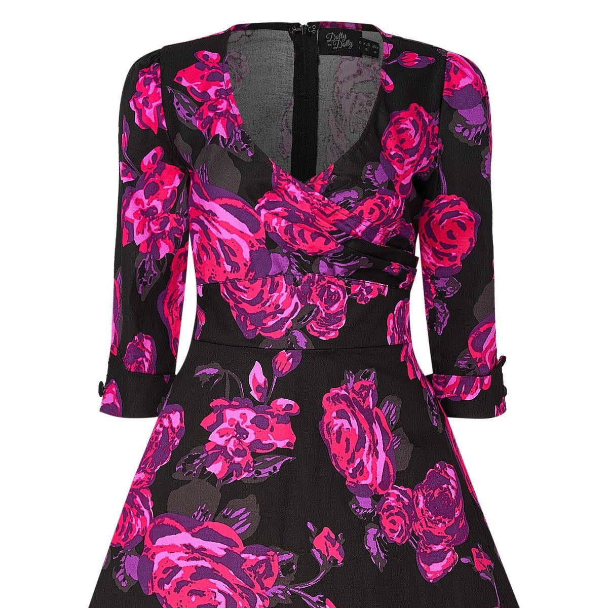 Katherine Black Pink Floral Swing Dress