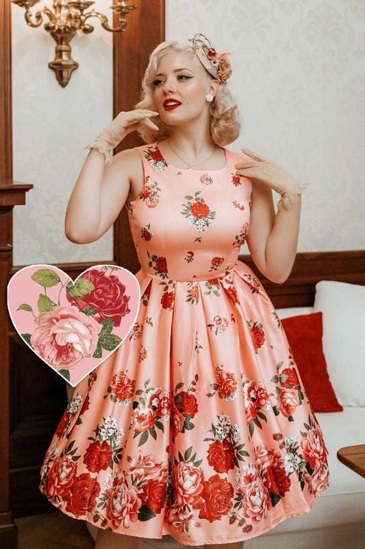 Annie Raising Flowers Swing Dress in Pink